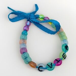 Y2K Cate Name Bead Bracelet Colorful Acrylic Beads Blue Cord Friendship Bracelet
